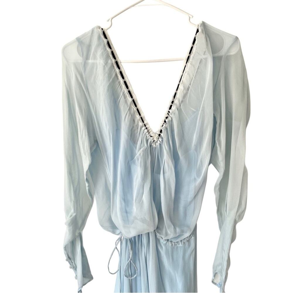 Zara NWTs Elegant Sheer Chiffon Blue Nightgown size small - Picture 8 of 13
